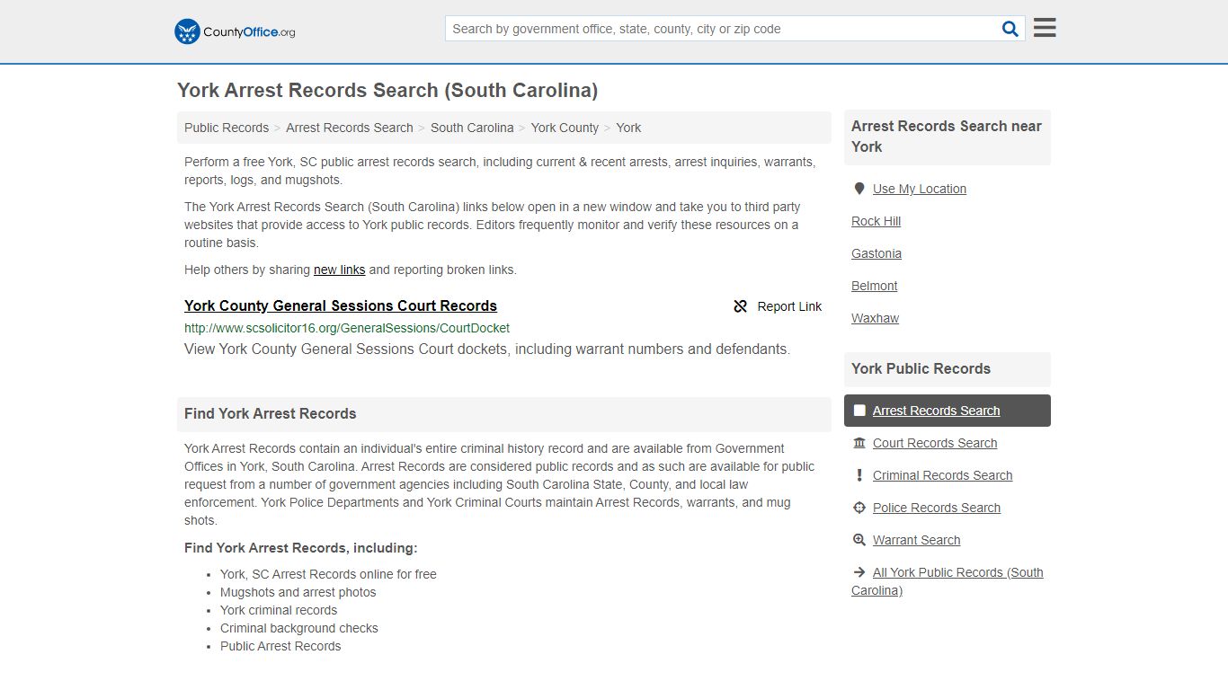 Arrest Records Search - York, SC (Arrests & Mugshots)